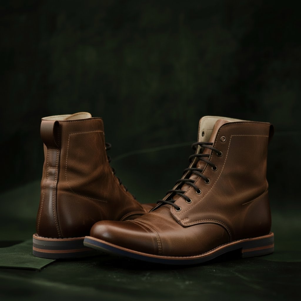 Old Mulla Tâmega men's leather boots in rich cognac brown full-grain leather with rubber sole