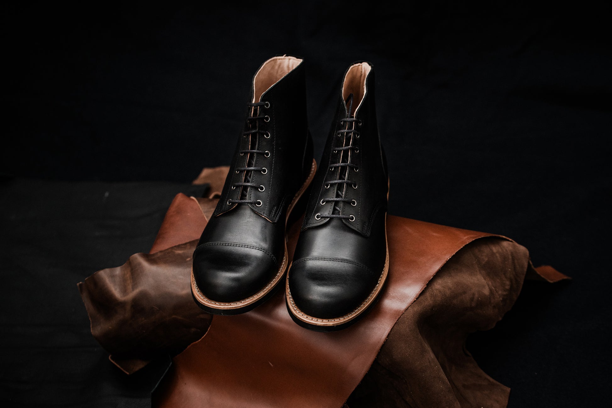 Old Mulla Tejo bottines noires en cuir fait main de fabrication portugaise